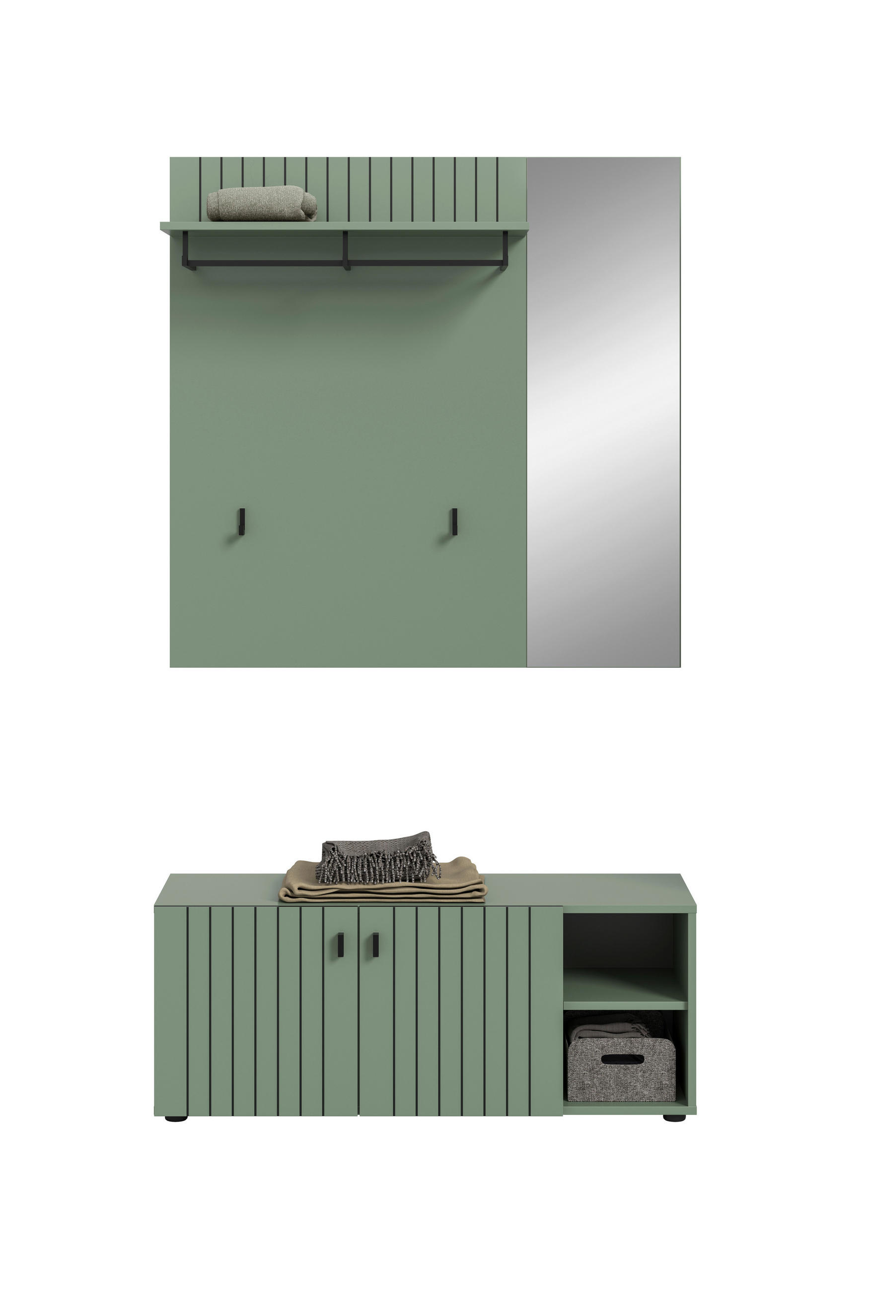 GARDEROBE 2-teilig  in 106/192/37 cm  - Graugrün, Design, Holzwerkstoff (106/192/37cm) - MID.YOU