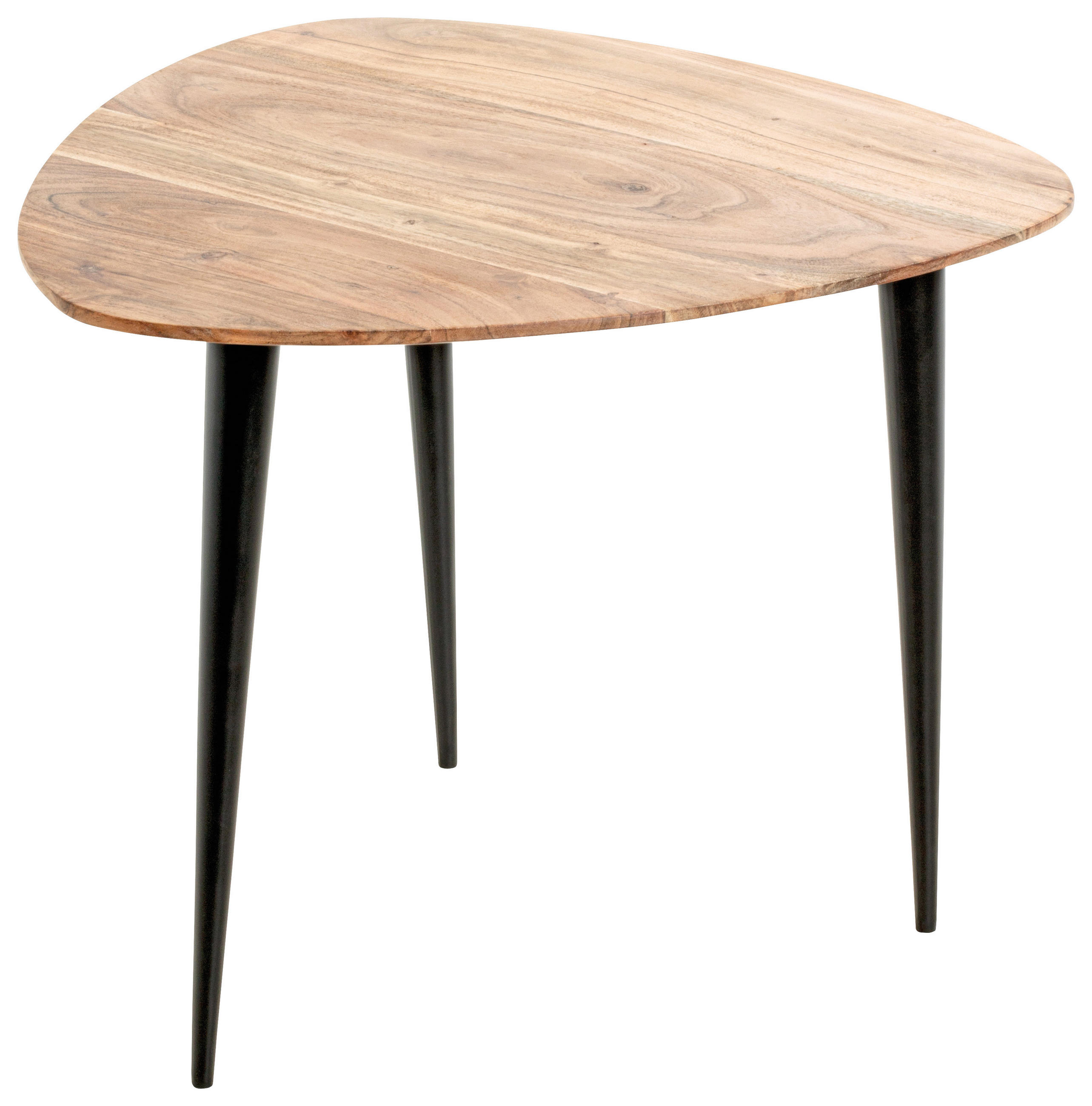 BEISTELLTISCH 55/55/46 cm Akazie massiv Schwarz, Akaziefarben Freiform  - Schwarz/Akaziefarben, KONVENTIONELL, Holz/Metall (55/55/46cm)