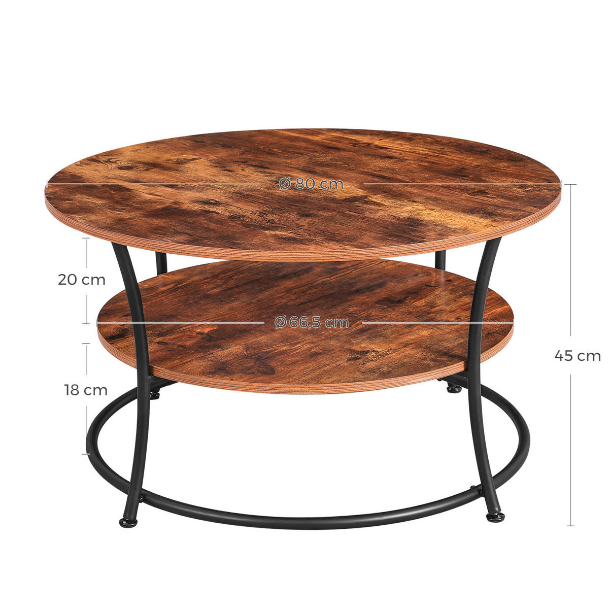 KONFERENČNÝ STOLÍK, hnedá, čierna, kompozitné drevo, 80/80/45 cm - hnedá/čierna, Trend, kov/kompozitné drevo (80/80/45cm) - Boxxx