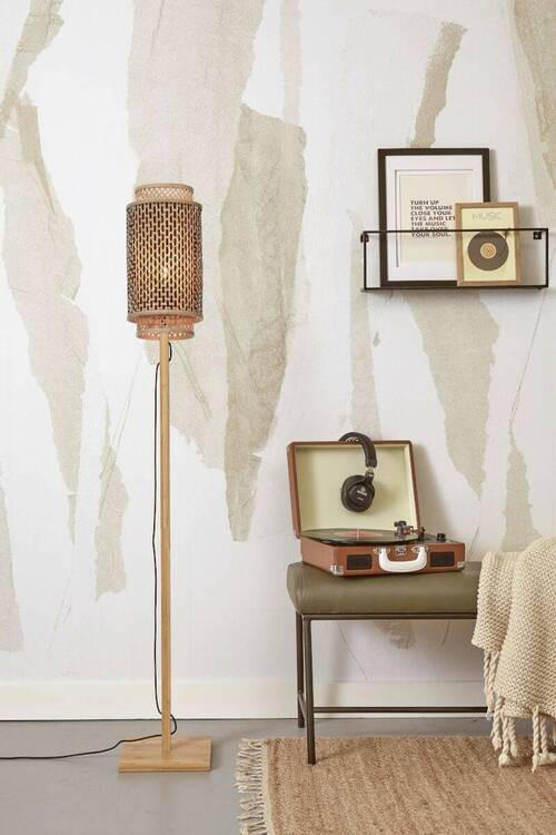 GOLVLAMPA GOOD&MOJO  20/145 cm    - svart/naturfärgad, Trend, trä (20/145cm) - Good & Mojo