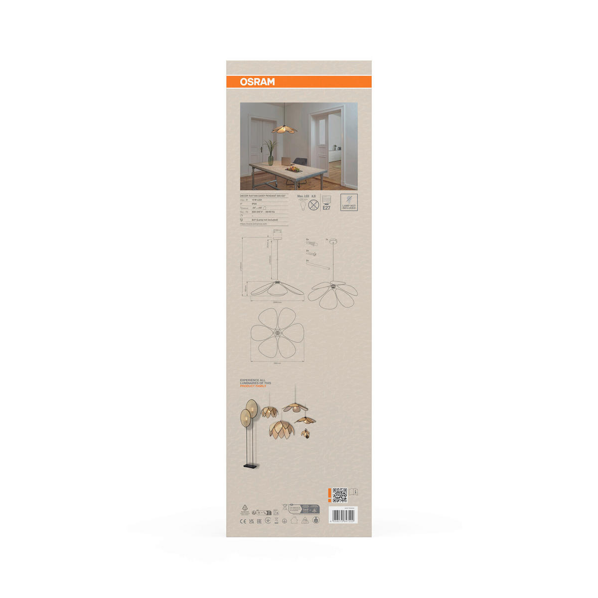 HÄNGELEUCHTE 69/124,5 cm  - Beige, Basics, Holz/Metall (69/124,5cm) - Osram
