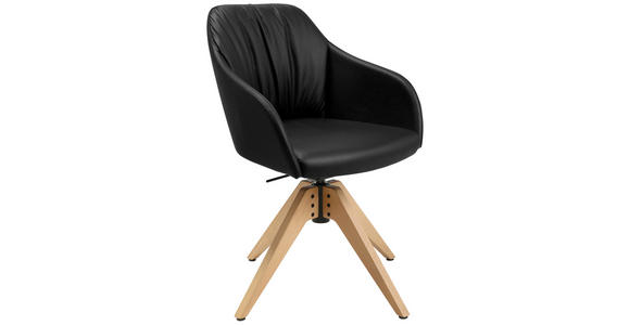 ARMLEHNSTUHL in Echtleder pigmentiert - Eichefarben/Schwarz, Design, Leder/Holz (58/82,5-85,2/60cm) - Johann Jakob
