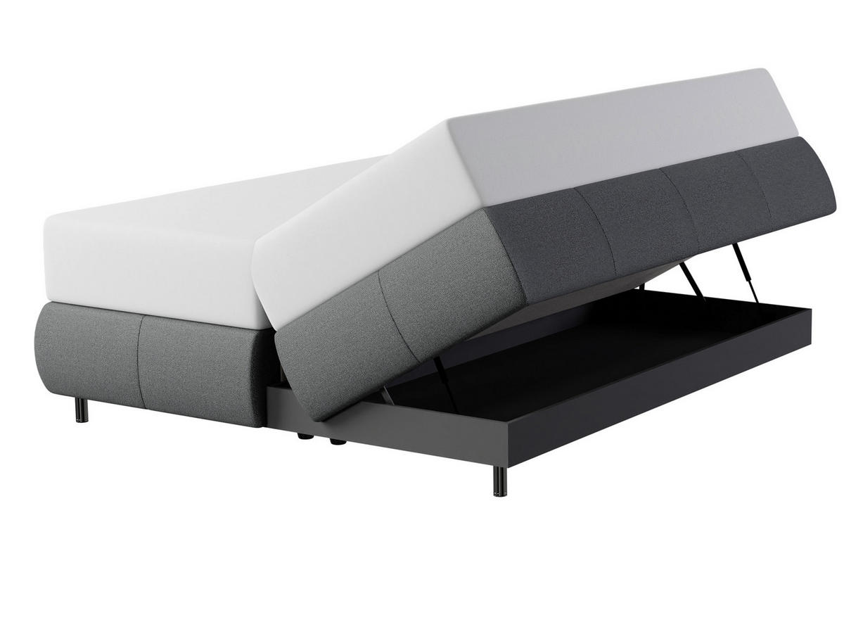 BOXSPRING KREVET 180/200 cm     crna  - crna/boje aluminija, Design, tekstil/metal (180/200cm) - Dieter Knoll