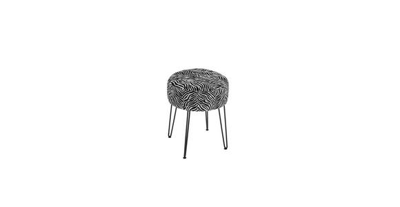 HOCKER in Metall, Textil Schwarz, Weiß  - Schwarz/Weiß, KONVENTIONELL, Textil/Metall (43/45/43cm) - Xora
