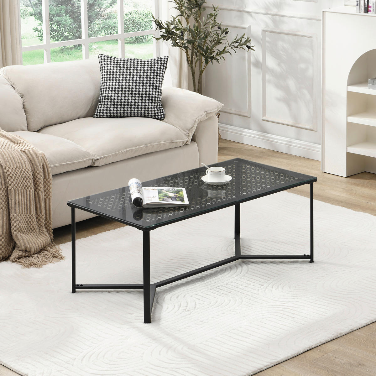 COUCHTISCH in Glas 100/50/42 cm  - Schwarz, Design, Glas/Metall (100/50/42cm) - MID.YOU