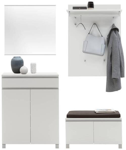 GARDEROBE 5-teilig  in 180/193/40 cm  - Silberfarben/Weiß, Design, Holzwerkstoff/Metall (180/193/40cm)
