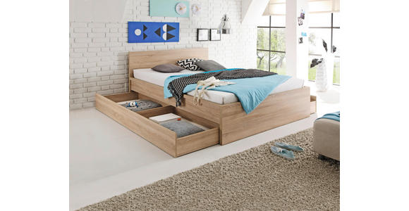 BETTKASTEN Sonoma Eiche  - Sonoma Eiche, KONVENTIONELL, Holzwerkstoff/Kunststoff (199/23/64cm) - Carryhome