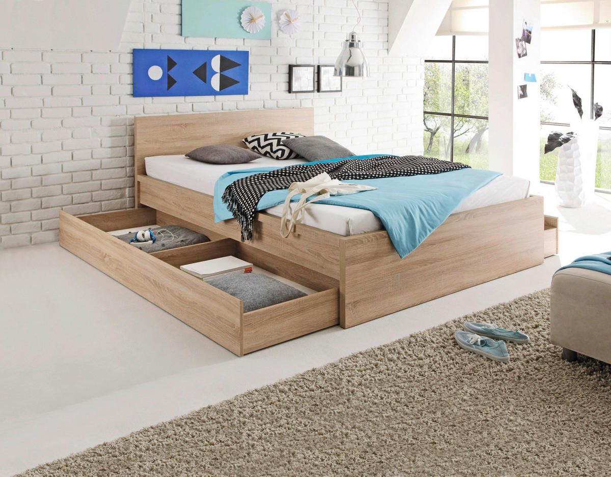 BETTKASTEN Sonoma Eiche  - Sonoma Eiche, KONVENTIONELL, Holzwerkstoff/Kunststoff (199/23/64cm) - Carryhome