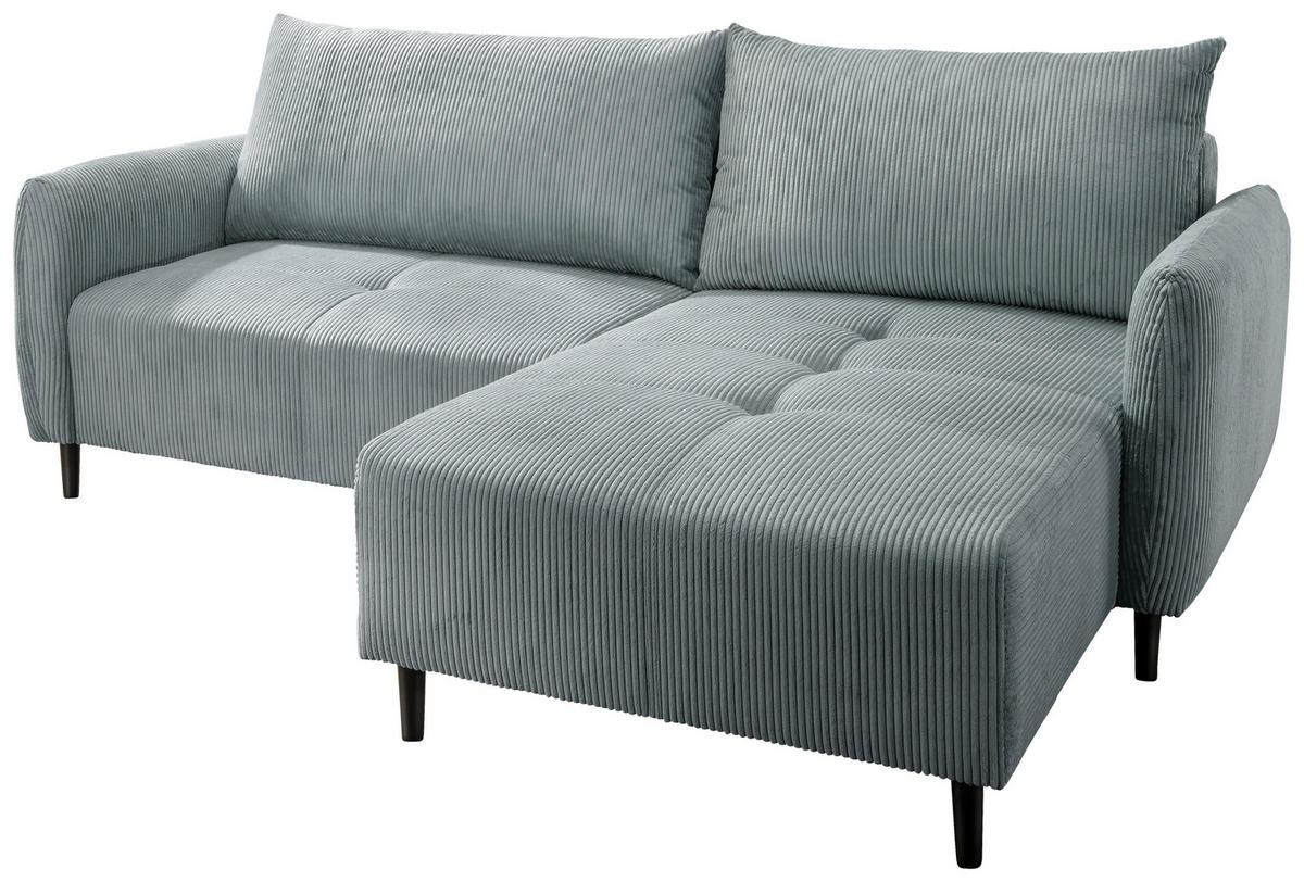 ECKSOFA Marissa Hellblau Cord  - Schwarz/Hellblau, Basics, Holz/Textil (238/174cm) - Livetastic
