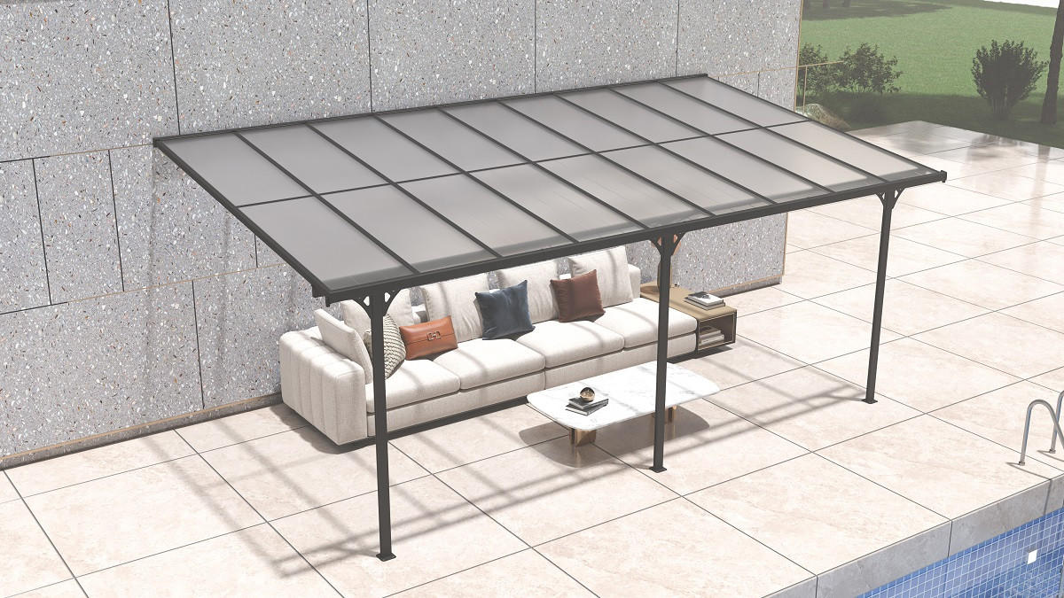 TERRASSENÜBERDACHUNG - Schwarz, Basics, Metall (556/225/300cm) - Ambia Garden