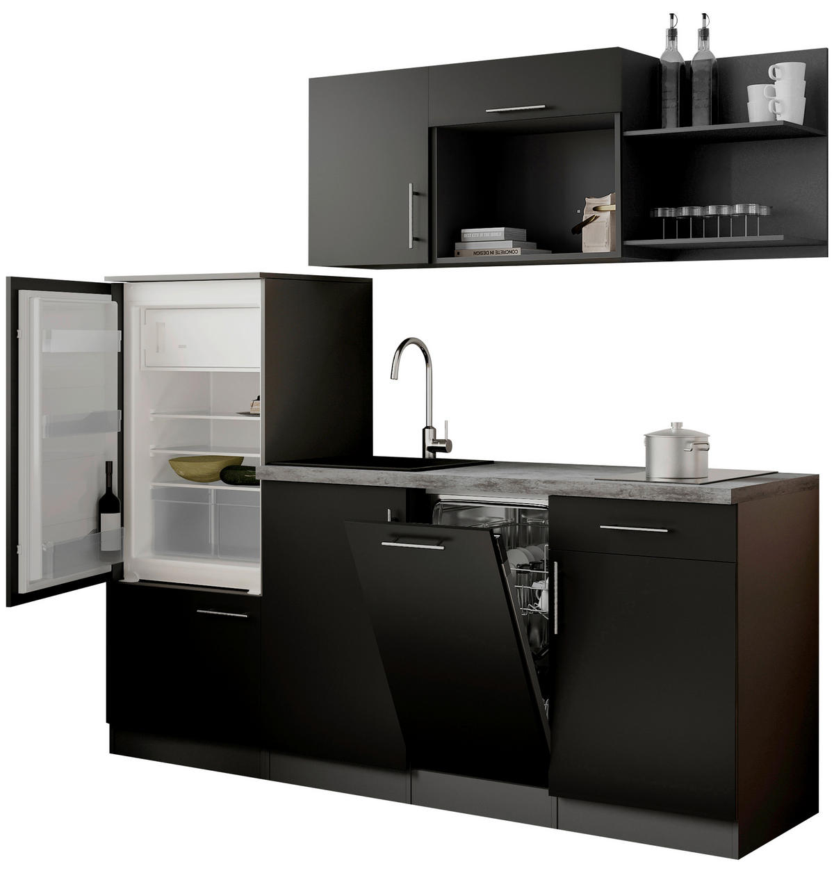 KUCHYŇSKÝ BLOK 205 cm - šedá/černá, Trend, kov/kompozitní dřevo (205cm) - Respekta