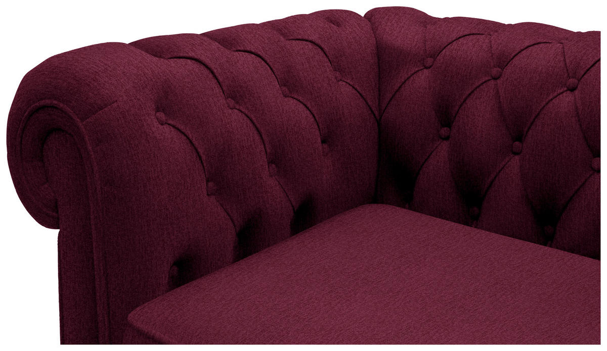 CHESTERFIELD-SOFA in Webstoff Bordeaux  - Wengefarben/Bordeaux, Lifestyle, Holz/Textil (206/76,5/96cm) - Landscape