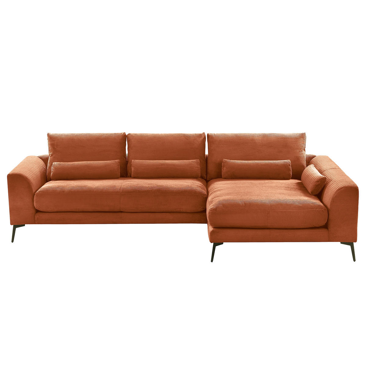 ECKSOFA Kupferfarben Cord Nierenkissen, Rückenkissen  - Schwarz/Kupferfarben, Design, Textil/Metall (313/172cm) - P & B