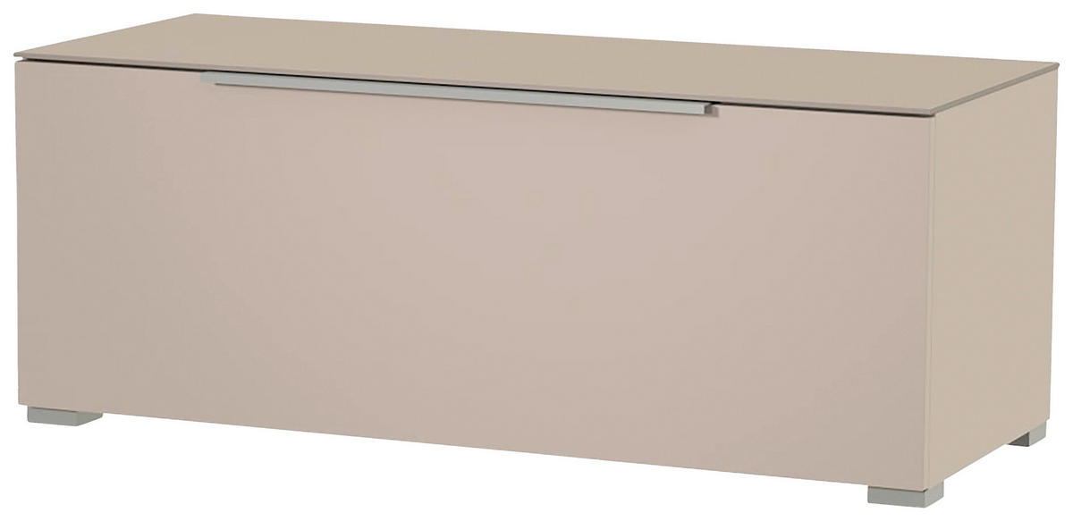 LOWBOARD Alufarben, Sandfarben  110/58/45 cm  - Sandfarben/Alufarben, Design, Glas/Holzwerkstoff (110/58/45cm) - Moderano