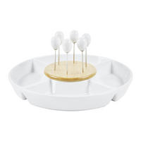 PLATOU DE SERVIRE 25,5 cm   - maro/alb, Design, ceramică (25,5cm)