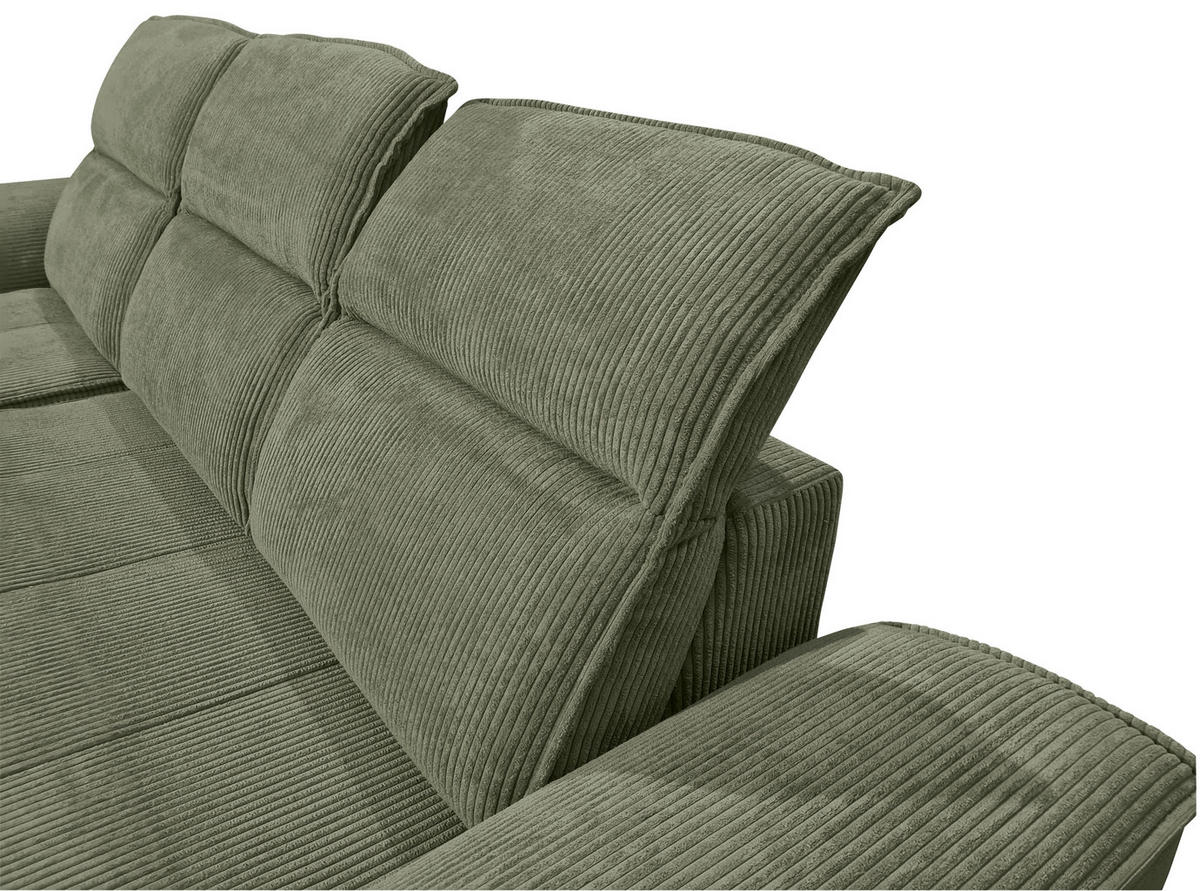 CloseUp von Carryhome ECKSOFA Olivgrün Cord.
