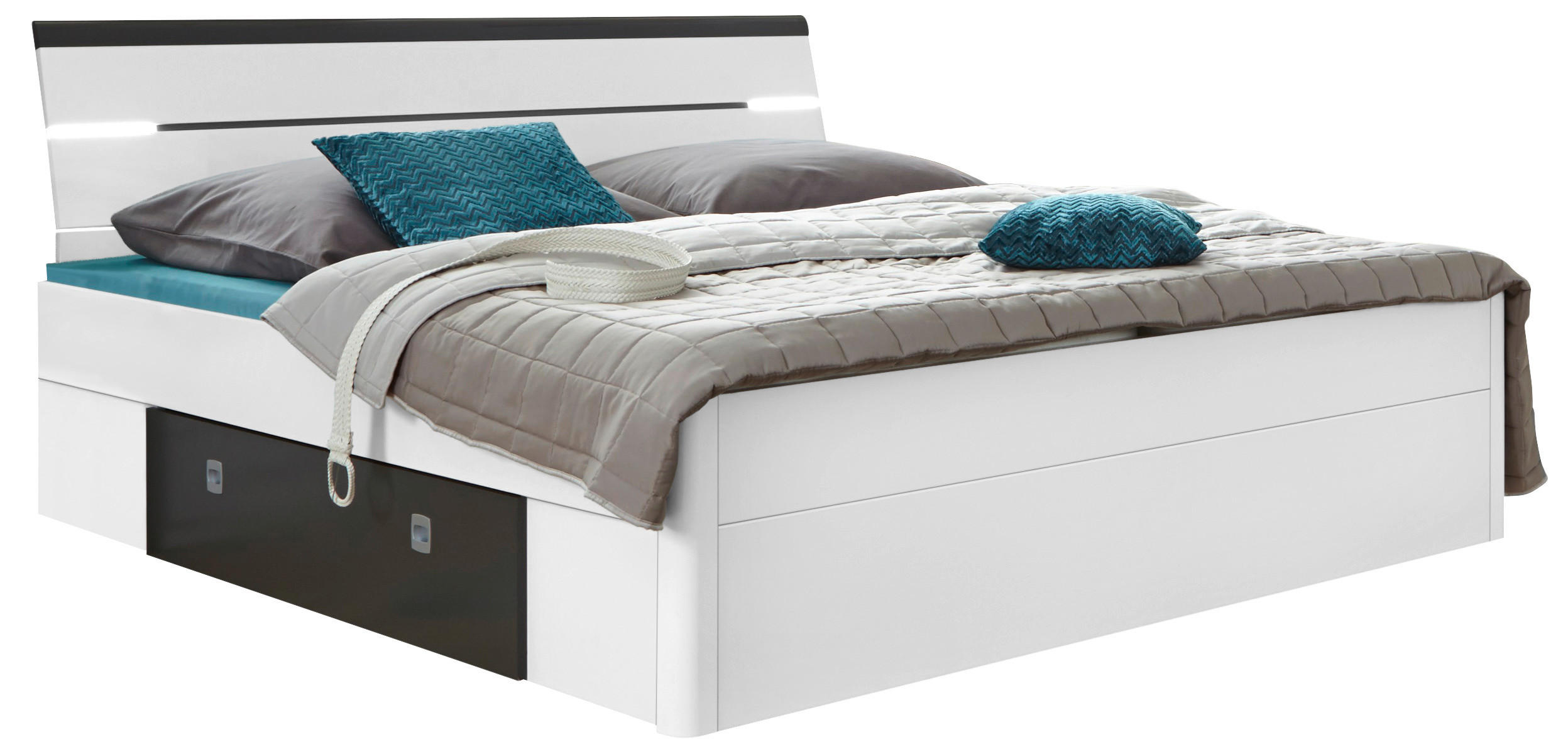 KREVET S PROSTOR. ZA ODLAGANJ   180/200 cm   antracit, bijela  - bijela/antracit, Moderno, drvni materijal (180/200cm) - MID.YOU