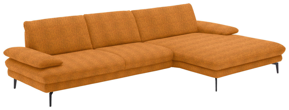ECKSOFA in Chenille Orange  - Schwarz/Orange, Design, Textil/Metall (310/180cm) - Dieter Knoll