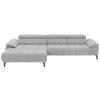 ECKSOFA in Chenille Grauweiß  190/329 cm  - Grauweiß/Schwarz, Design, Textil/Metall (190/329cm) - Beldomo Style