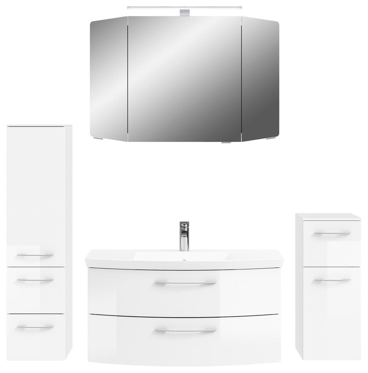 BADEZIMMER 5-teilig  in 161 cm  - Chromfarben/Weiß Hochglanz, KONVENTIONELL, Glas/Holzwerkstoff (161cm) - Pelipal