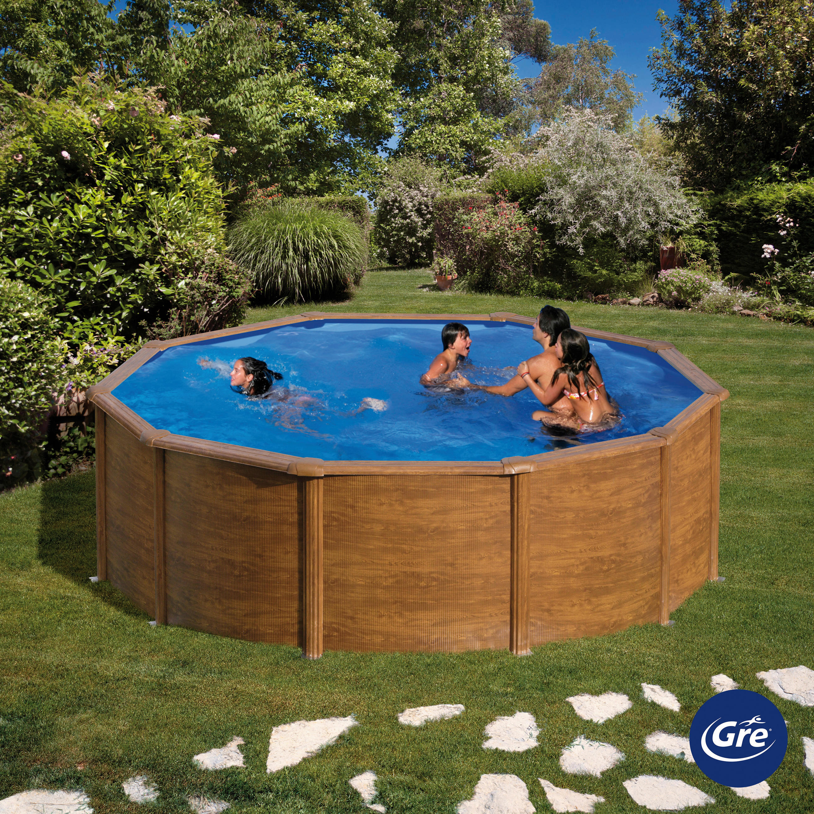 POOL GRE PACIFIC KIT460W 2023 460/460/120 cm  - Braun, KONVENTIONELL, Metall (460/460/120cm) - Gre