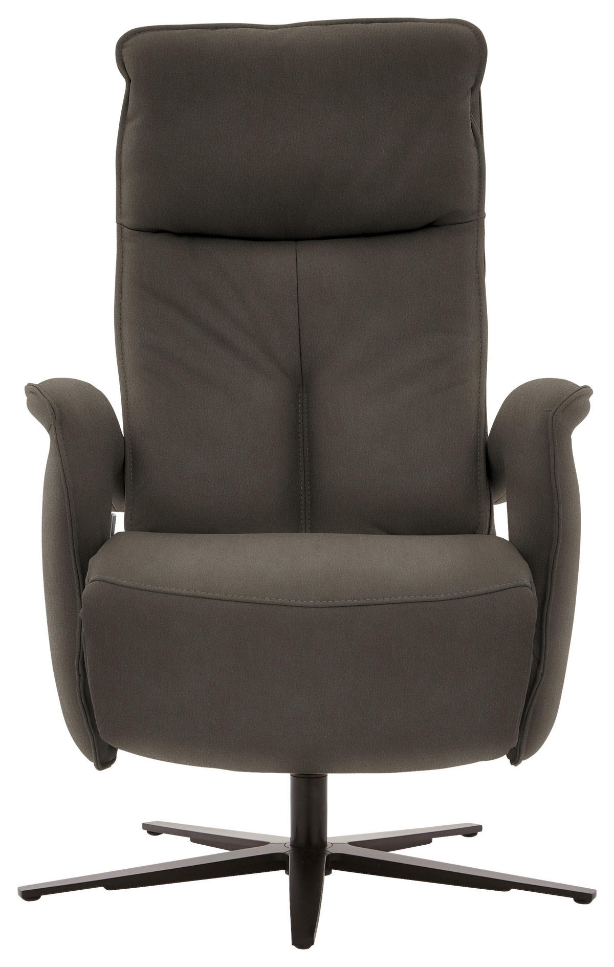 RELAXSESSEL in Leder Graubraun  - Graubraun/Schwarz, Design, Leder/Metall (77/110/87cm) - Valdera