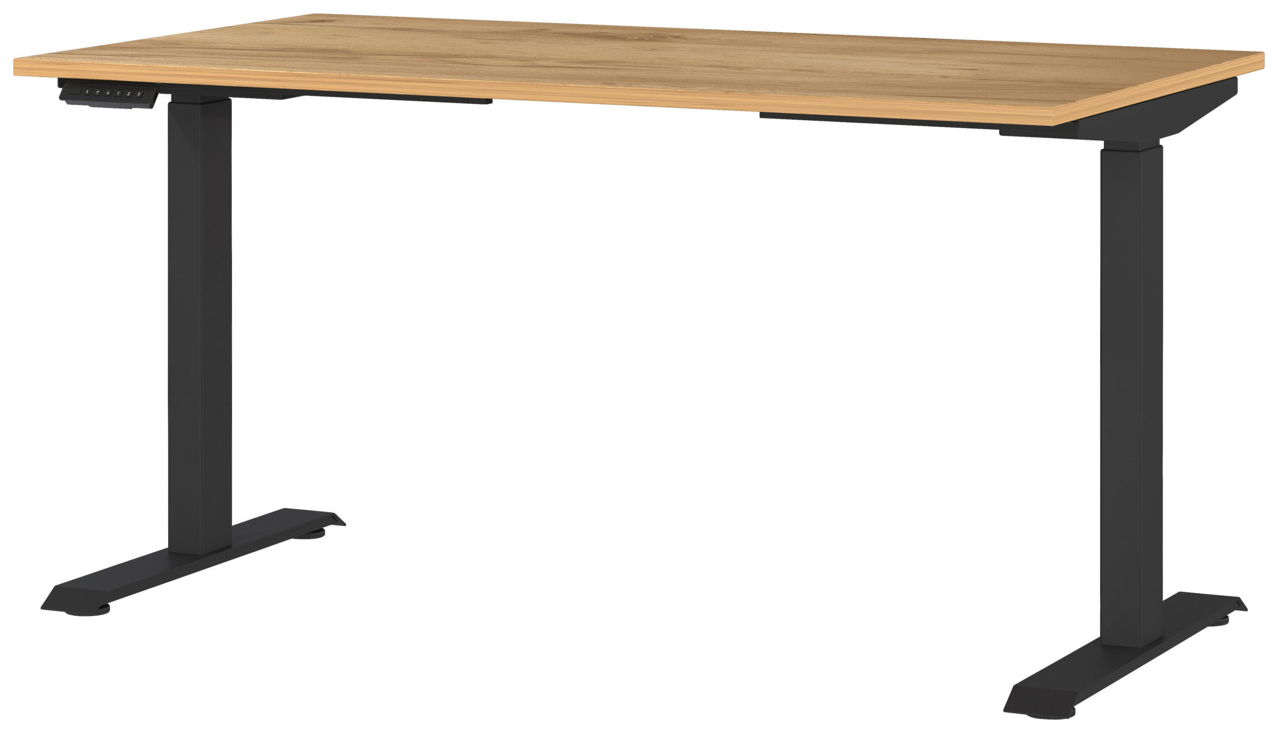 SCHREIBTISCH 140/80/72-118 cm Schwarz, Eichefarben elektrisch höhenverstellbar  - Eichefarben/Schwarz, MODERN, Holzwerkstoff/Metall (140/80/72-118cm) - Novel