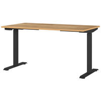 SCHREIBTISCH 140/80/72-118 cm Eichefarben, Schwarz elektrisch höhenverstellbar  - Eichefarben/Schwarz, MODERN, Holzwerkstoff/Metall (140/80/72-118cm) - Novel
