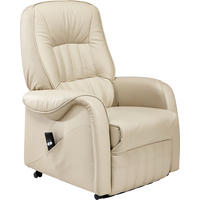 FERNSEHSESSEL  mit Relaxfunktion, Aufstehhilfe Echtleder Creme  - Creme/Schwarz, KONVENTIONELL, Leder (78/107/93cm) - Himolla