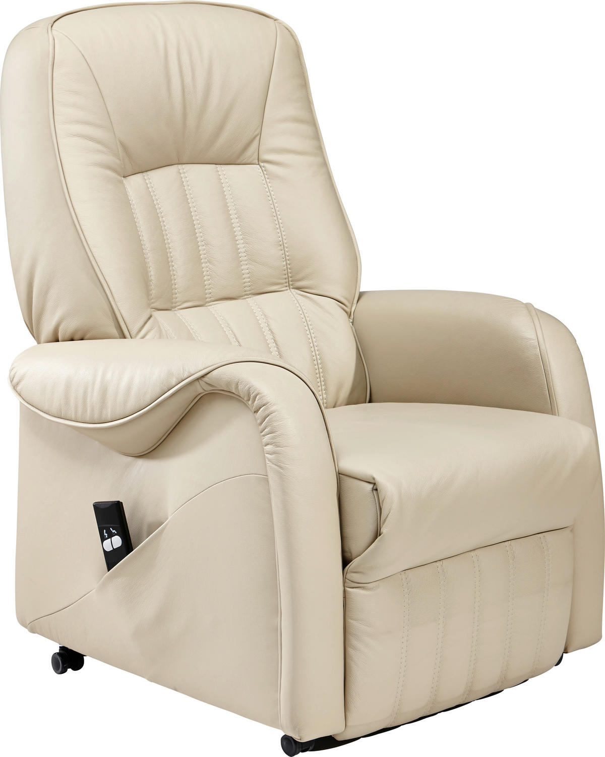 FERNSEHSESSEL  mit Relaxfunktion, Aufstehhilfe Echtleder Creme  - Creme/Schwarz, KONVENTIONELL, Leder (78/107/93cm) - Himolla