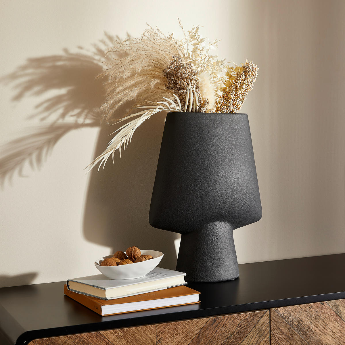 VASE  - Schwarz, Basics, Keramik (30,5/15,5cm)