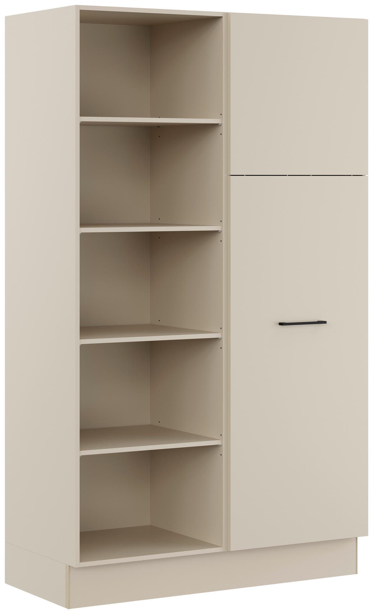 MEHRZWECKSCHRANK 120/206,2/58 cm  - Hellgrau/Schwarz, Basics, Holzwerkstoff/Metall (120/206,2/58cm) - Impuls