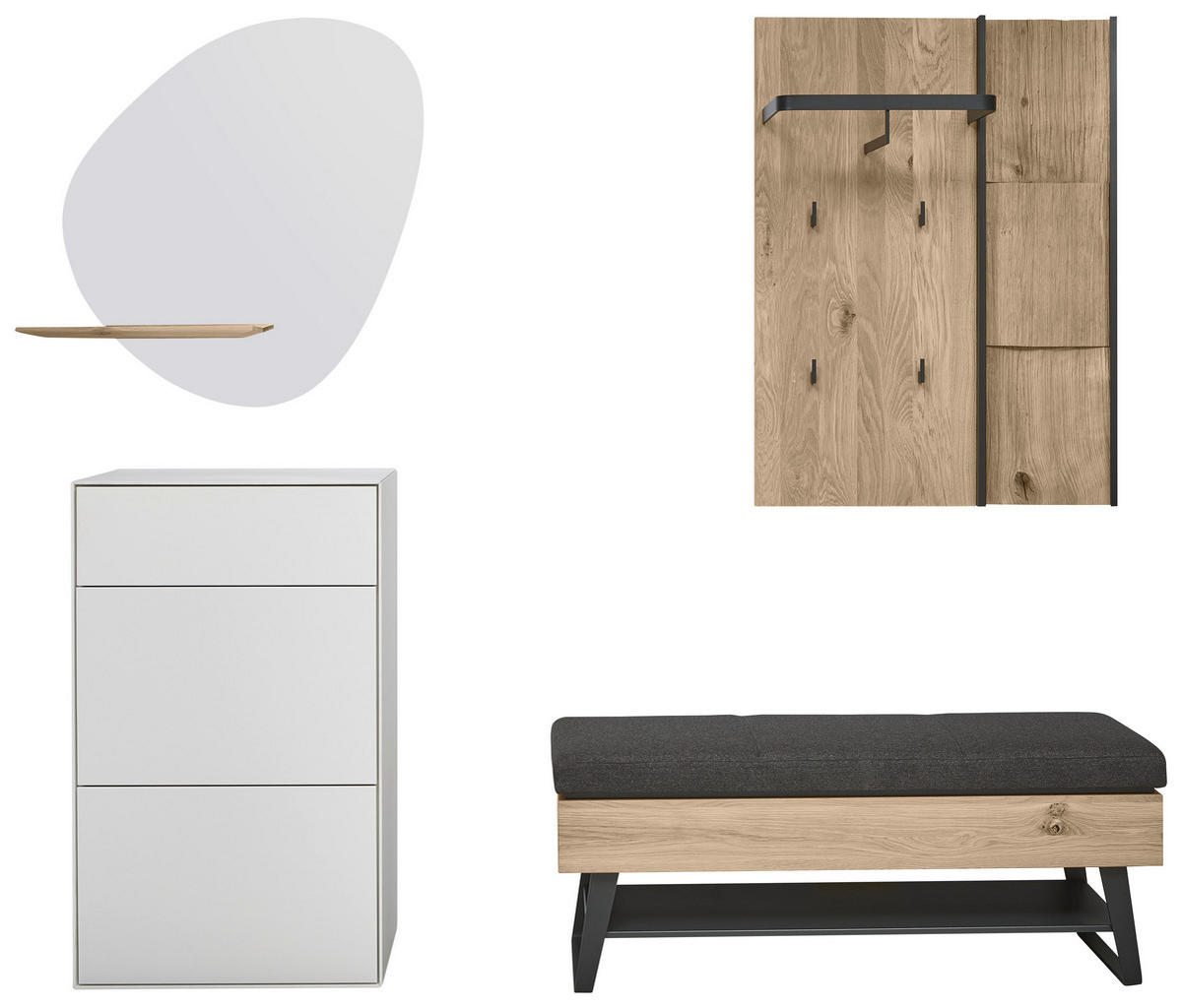 GARDEROBE  in 147/196/39 cm  - Eichefarben/Anthrazit, Design, Glas/Holz (147/196/39cm) - Johann Jakob