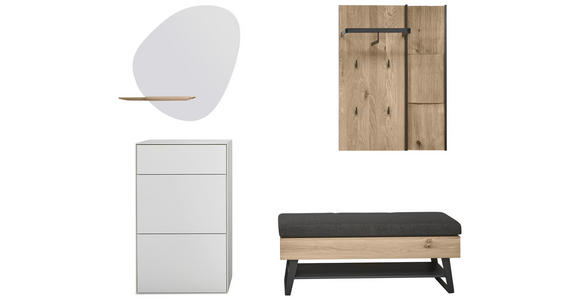 GARDEROBE  in 147/196/39 cm  - Eichefarben/Anthrazit, Design, Glas/Holz (147/196/39cm) - Johann Jakob