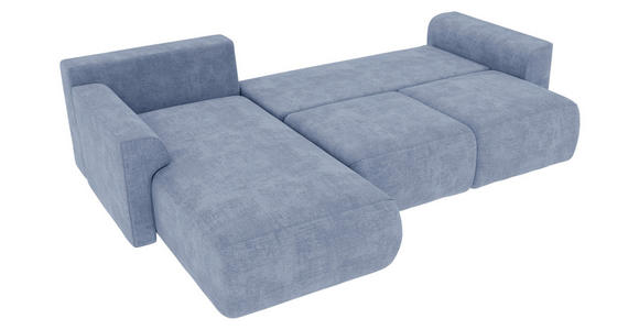 ECKSOFA in Samt Hellblau  - Chromfarben/Hellblau, KONVENTIONELL, Kunststoff/Textil (195/293cm) - Carryhome