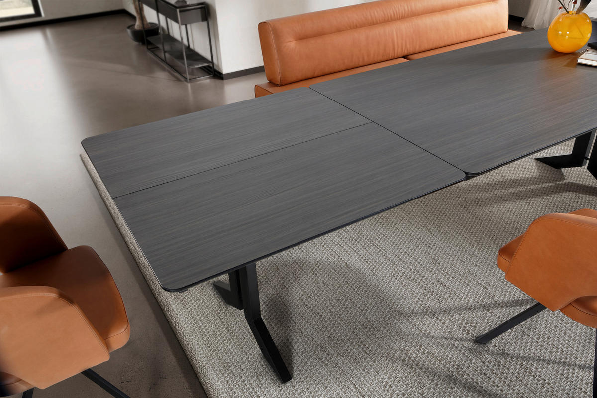 ESSTISCH in Metall, Kunststoff 200-300/100/76 cm  - Schwarz, Konventionell, Kunststoff/Metall (200-300/100/76cm) - Moderano