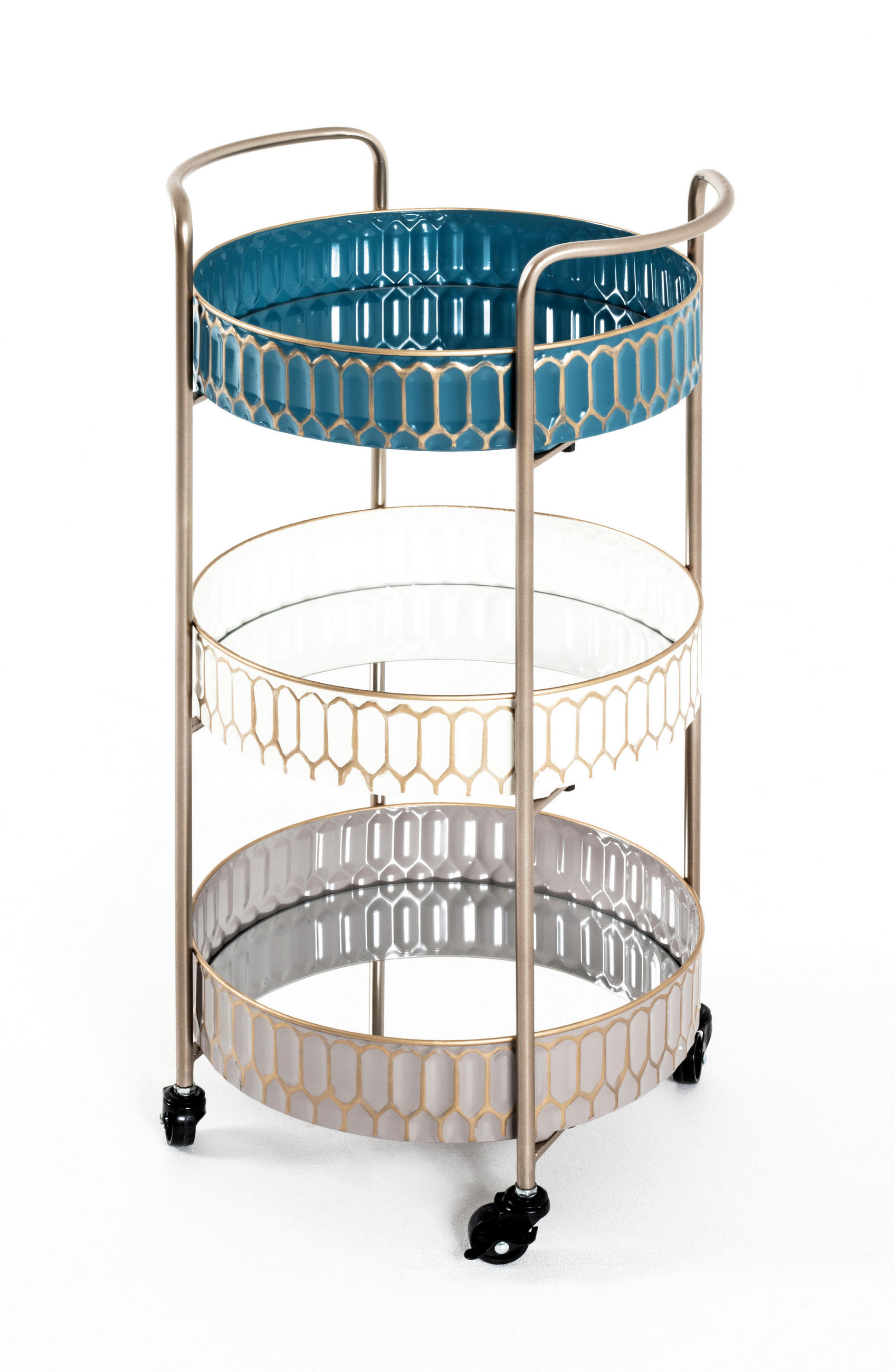 SERVIERWAGEN Creme, Taupe, Goldfarben, Petrol  - Taupe/Goldfarben, Design, Kunststoff/Metall (40/77/36cm)