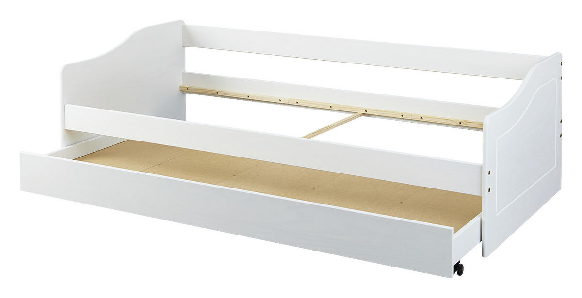 AUSZIEHBETT 90/200 cm Weiss  - Weiss, Romantik / Landhaus, Holz (90/200cm) - MID.YOU