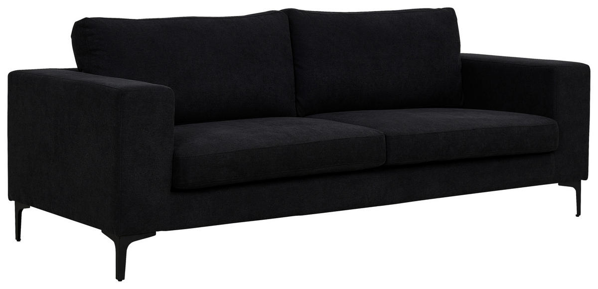 2-SITZER-SOFA Schwarz  - Schwarz, Design, Kunststoff/Textil (215/84/88cm) - Livetastic