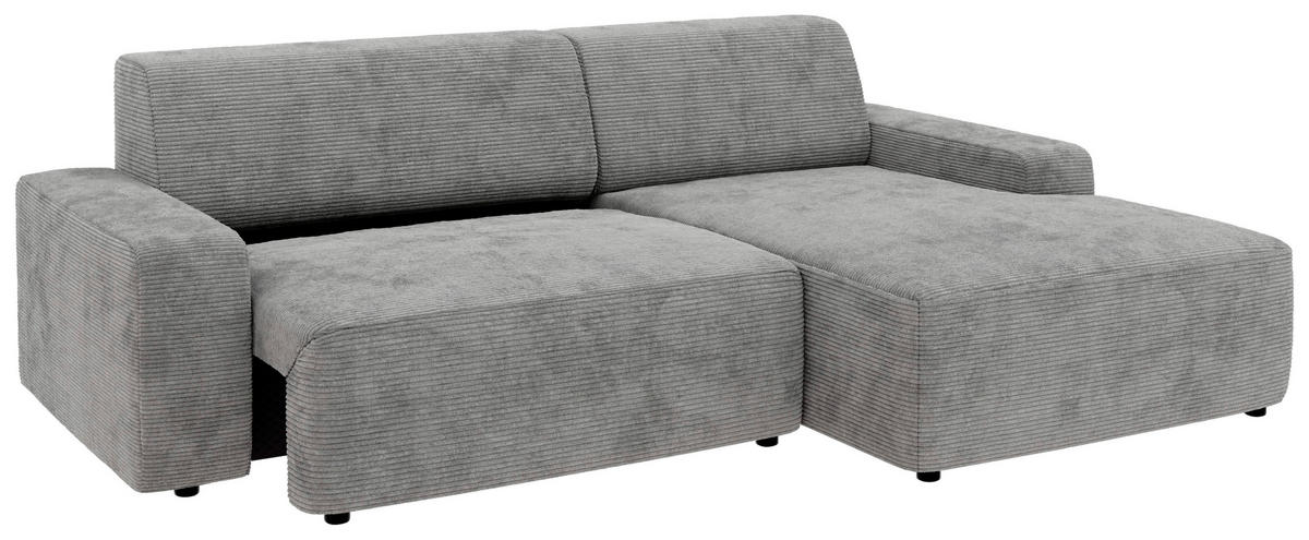ECKSOFA in Cord Grau  - Schwarz/Grau, Modern, Kunststoff/Textil (246/162cm) - Trendmanufaktur