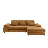 ECKSCHLAFSOFA  mit Armteil links, Rücken echt, seitenverkehrt erhältlich, Armteil rechts Cord Goldfarben  - Goldfarben/Schwarz, MODERN, Textil/Metall (273/189cm) - Livetastic