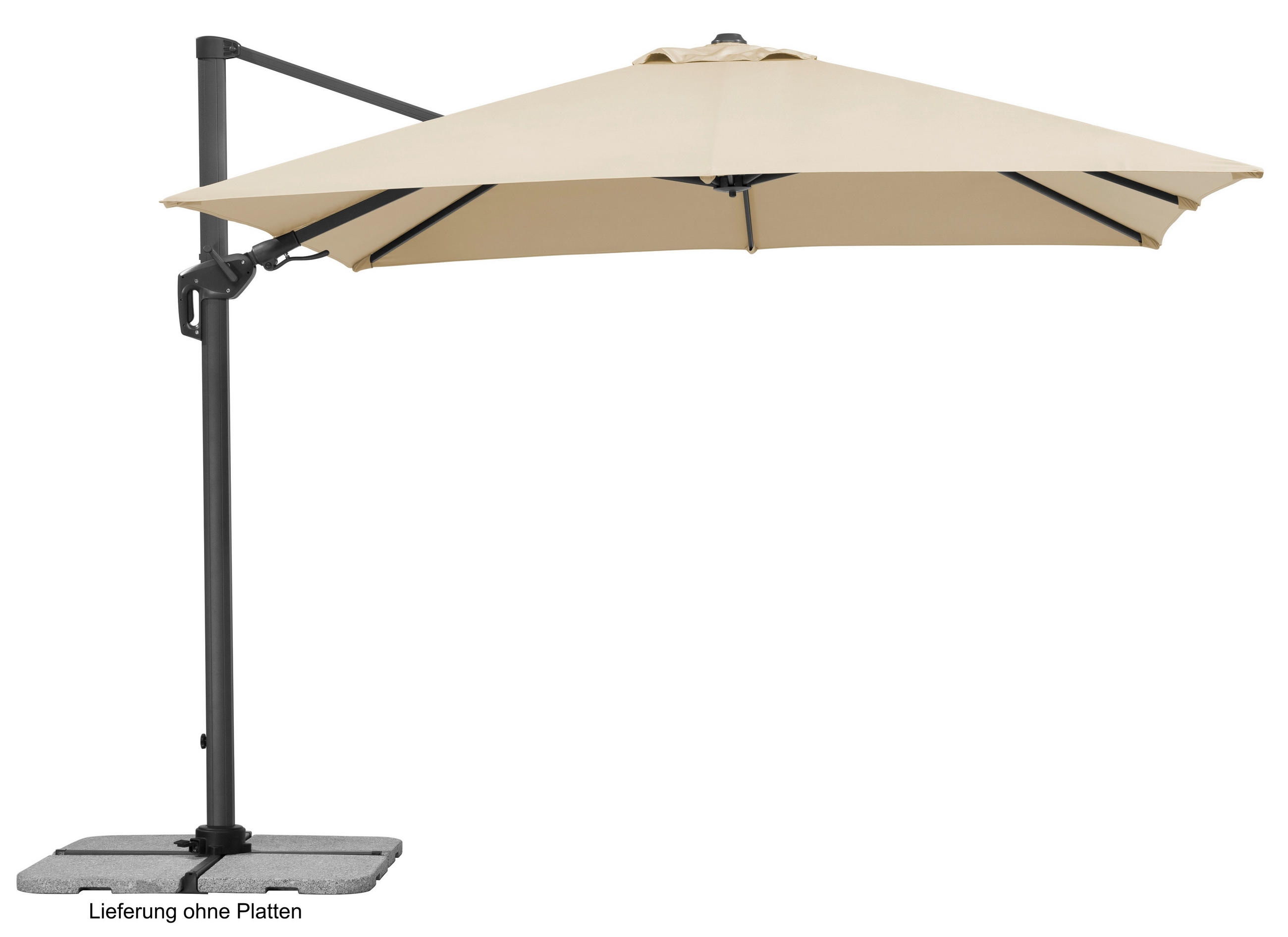 AMPELSCHIRM   - Anthrazit/Naturfarben, Basics, Textil/Metall (358/263/300cm) - Schneider