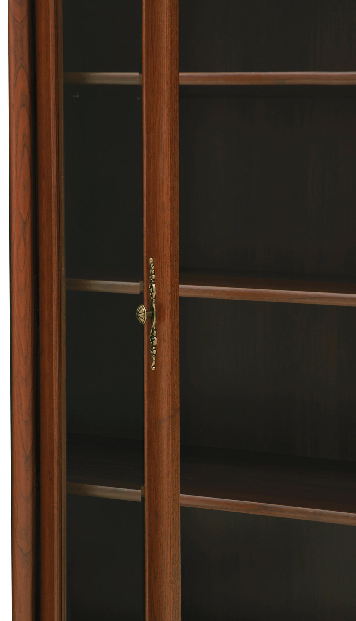 VITRÍNA, farba gaštana, 110/204,5/43 cm - priehľadné/farba gaštana, Design, kov/kompozitné drevo (110/204,5/43cm) - Landscape
