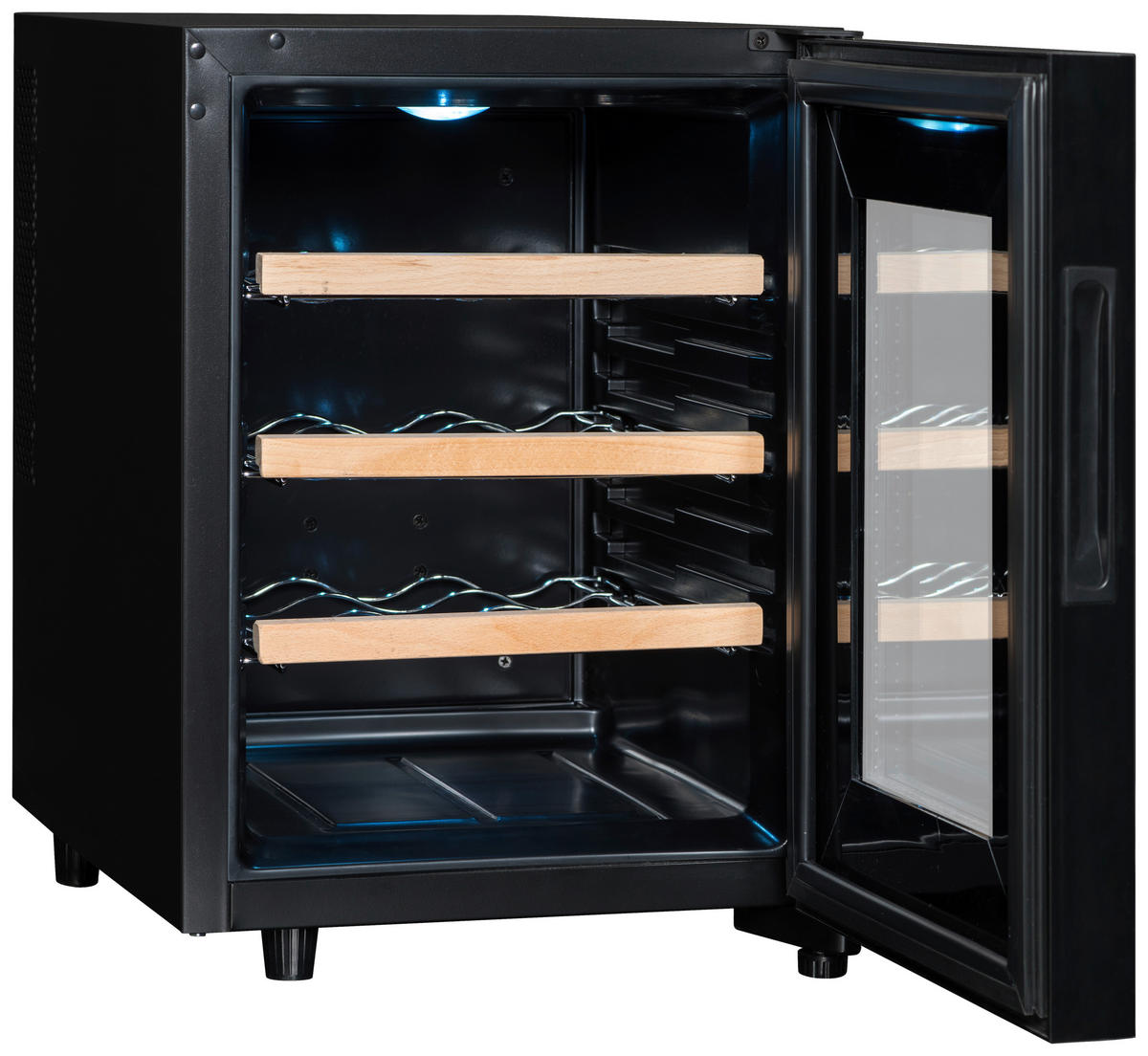 WEINKÜHLSCHRANK CC12F  - Schwarz, Basics, Glas/Holz (48/34,5/46cm)