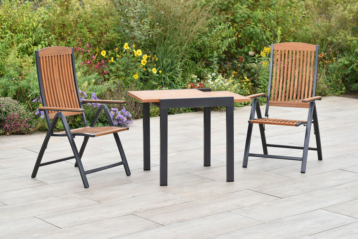 GARTENSET 3-teilig  - Graphitfarben/Naturfarben, MODERN, Holz/Metall - Gardenson