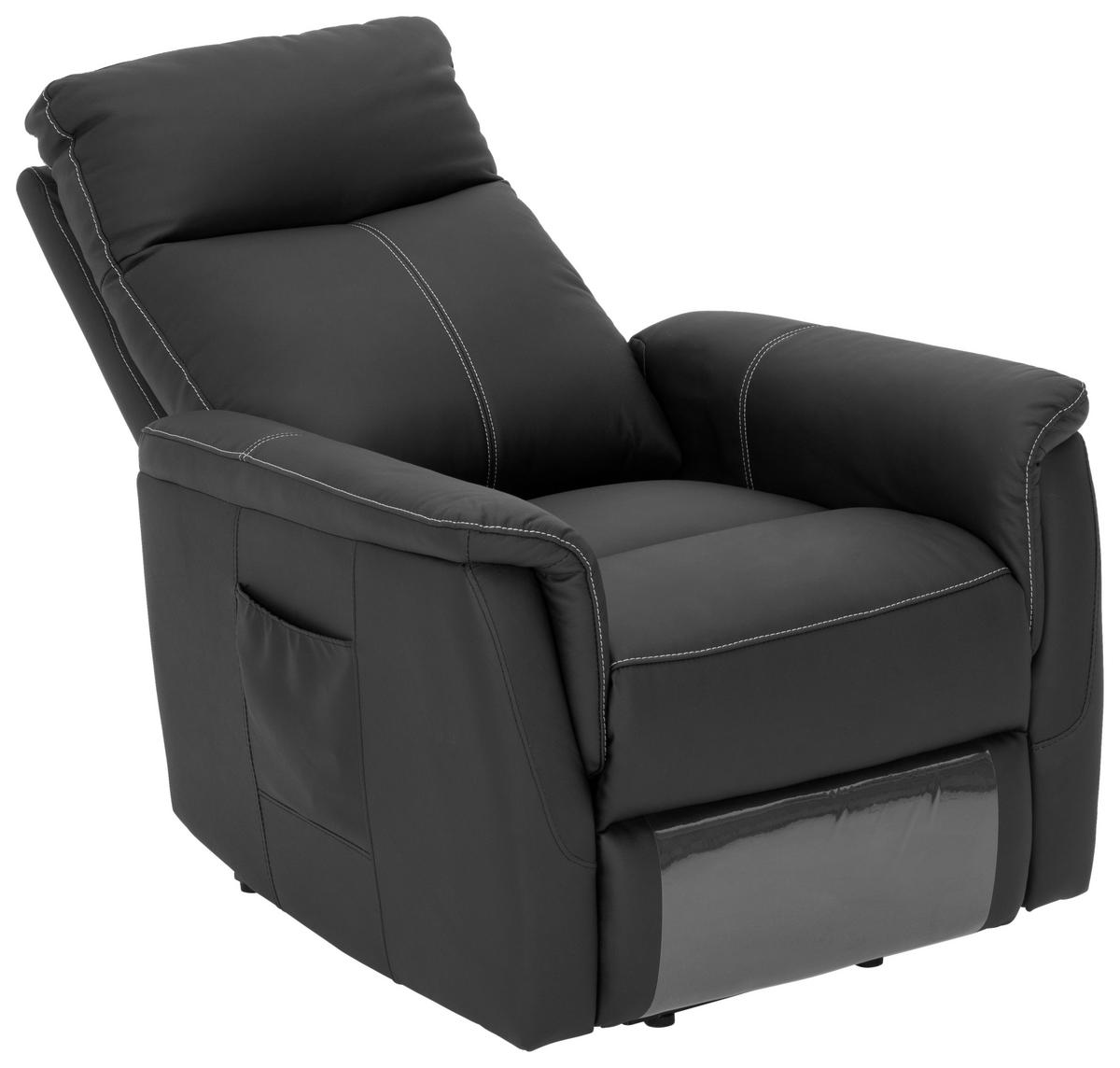 FERNSEHSESSEL in Lederlook Schwarz  - Weiss/Schwarz, Design, Leder/Kunststoff (78/108/91cm) - MID.YOU