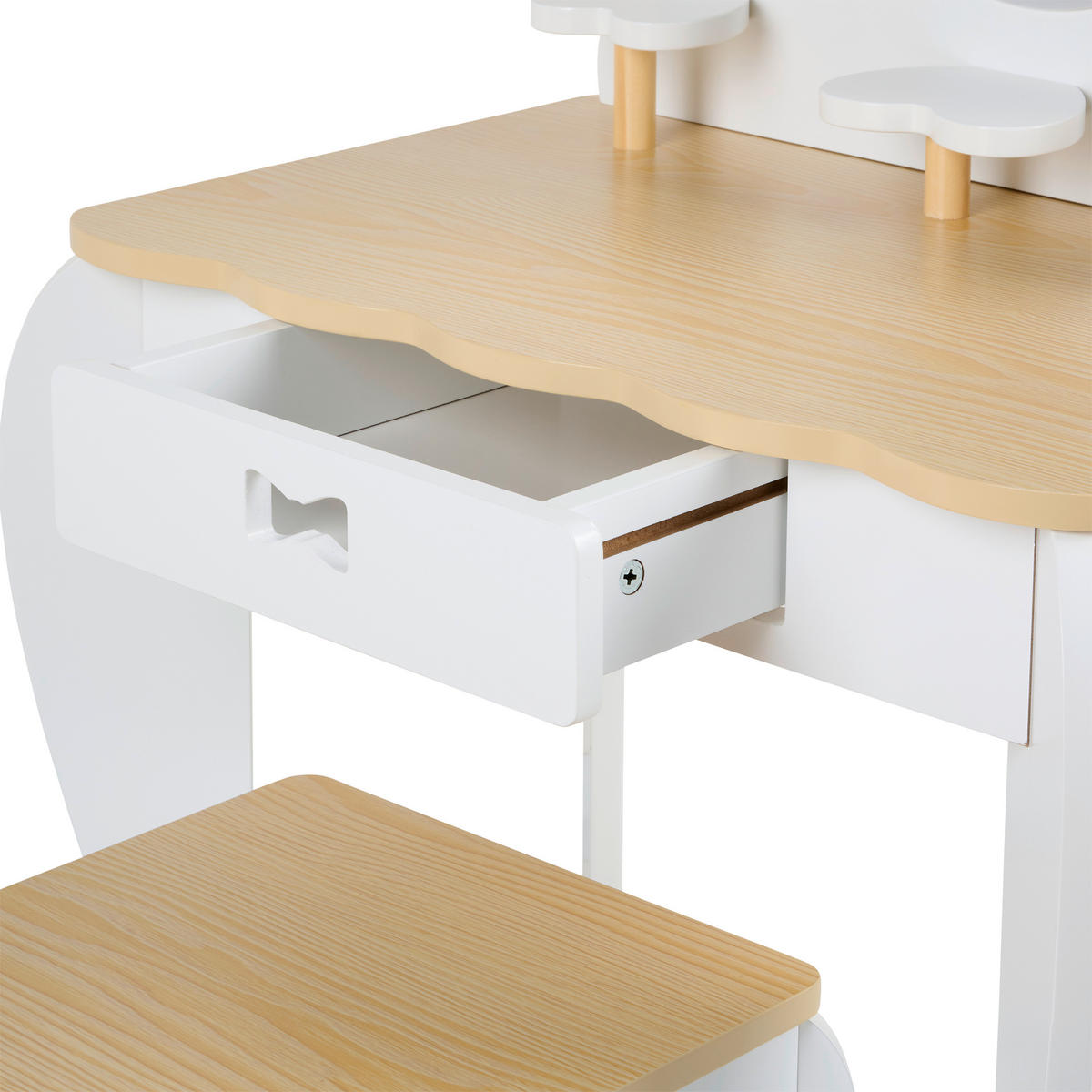 TOALETNÍ STOLEK přírodní barvy, bílá,  - bílá/přírodní barvy, Trend, kompozitní dřevo/plast (53/28,5/93/29/36/28,5cm) - Jimmylee