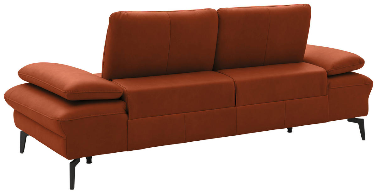 2,5-SITZER in Echtleder Cognac  - Cognac/Schwarz, Design, Leder/Metall (212/86/94cm) - Dieter Knoll