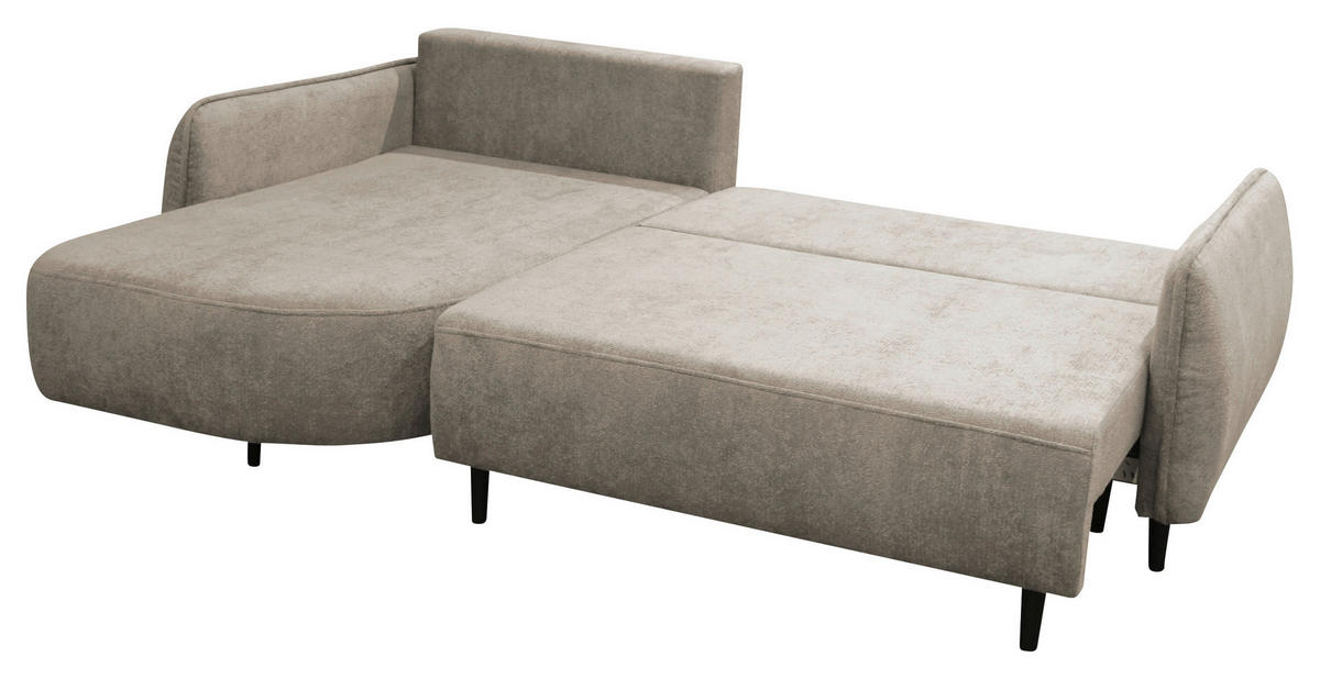 ECKSOFA MURANO Taupe Chenille Zierkissen, Rückenkissen, Bettkasten  - Taupe/Schwarz, Design, Holz/Textil (167/242cm) - MID.YOU