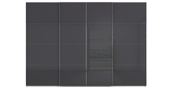 SCHWEBETÜRENSCHRANK 316/223/68 cm 4-türig Grau, Weiß  - Chromfarben/Weiß, Design, Glas/Holzwerkstoff (316/223/68cm) - Novel